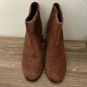 Cole Haan Brown Suede Wooden Heeled Booties